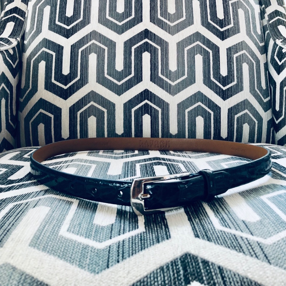 Ralph Lauren Navy Blue skinny thin belt